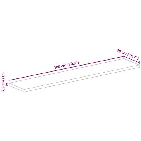 Piano Tavolo 180x40x2,5 cm Rettangolare in Massello di Recupero - Foto 9