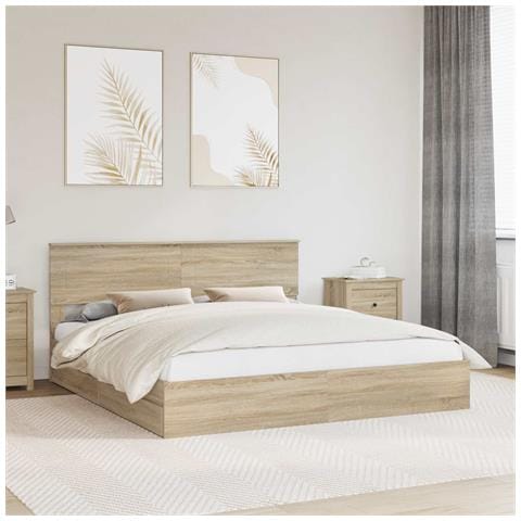 Letto con Contenitore con testiera Rovere Sonoma 180 x 200 cm - Foto 2