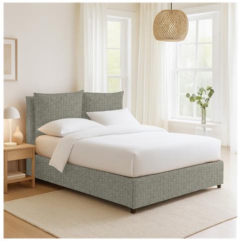 Davoli - Letto Matrimoniale Sfoderabile, Grigio Sabbia - Foto 2