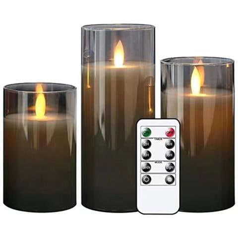 Candela Led Grigio Fumo Senza Fiamma Con Telecomando E Ricarica Usb (7.5x15cm) - Foto 2