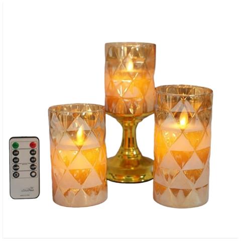 Set Di Candele A Led A Batteria - Candele Senza Fiamma In Vetro Diamantato Con Telecomando - Foto 1