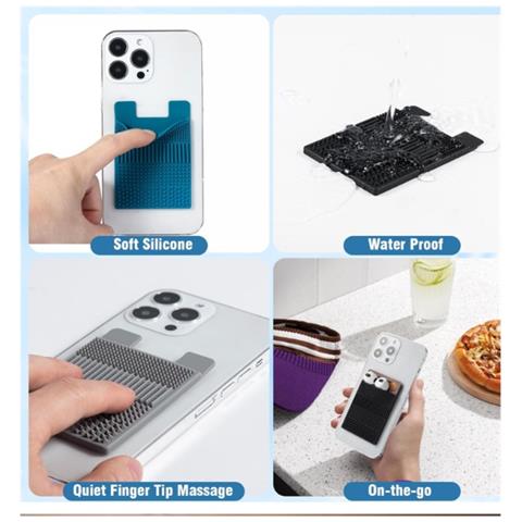 Porta Tessere In Silicone Con Texture Sensoriale, Portafoglio Adesivo Portatile Per Telefono Grey - Foto 6