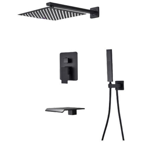 Set miscelatore doccia, Blackswan, tipo M77.4, modello a cascata nero opaco, misura 40 cm - Foto 1