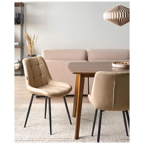 Set Di 2 Sedie Da Pranzo Melrose Pelle Sintetica Beige - Foto 1