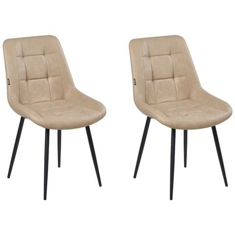 Set Di 2 Sedie Da Pranzo Melrose Pelle Sintetica Beige - Foto 2