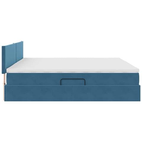 Letto con Contenitore Blu Scuro 200 x 200 cm Velluto - Foto 9