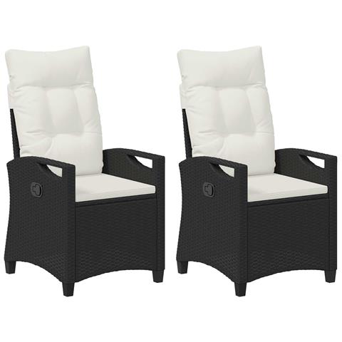 Sedia da Giardino 2 pcs Nero e Crema 56 x 60 x 112 cm - Foto 1