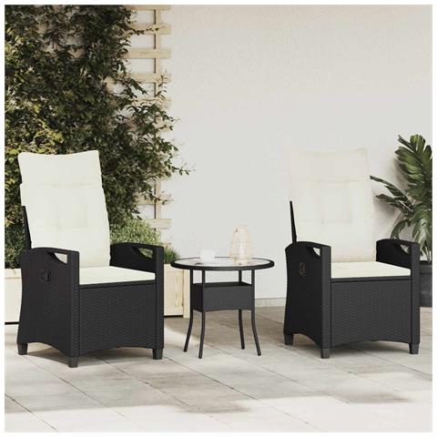 Sedia da Giardino 2 pcs Nero e Crema 56 x 60 x 112 cm - Foto 2