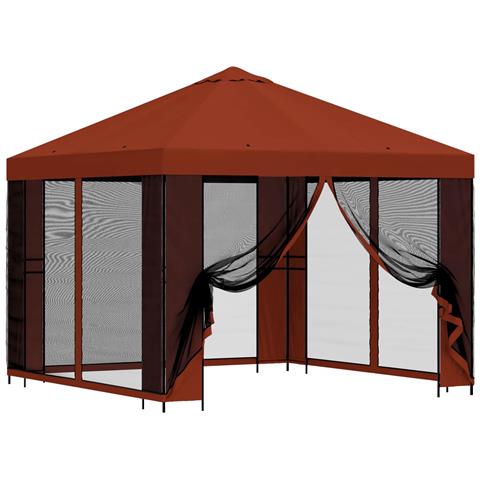 Gazebo da giardino con pareti laterali 3 x 3 m Terracotta - Foto 1