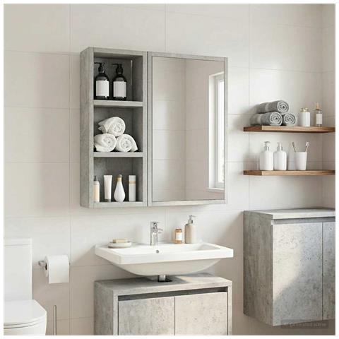Armadio da bagno a muro Grigio Cemento 20 x 10 x 50 cm - Foto 2