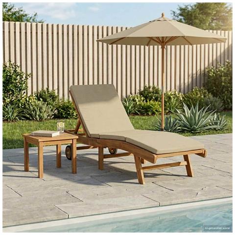 Lettino da sole Marrone e Beige Poliestere - Foto 2