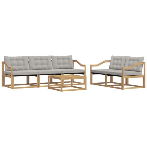 Set di divani da esterno 6 pcs Bianco e Grigio Chiaro - Foto 1