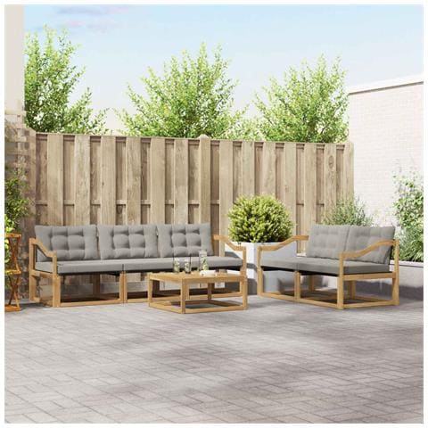 Set di divani da esterno 6 pcs Bianco e Grigio Chiaro - Foto 2