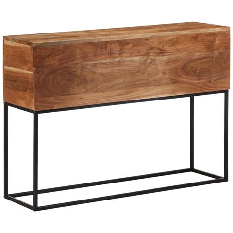 Tavolo Consolle 110x30x75cm in Legno Massello di Acacia e Ferro - Foto 9