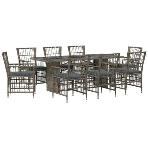 Set da pranzo per esterni 9 pz Grigio polyrattan - Foto 1