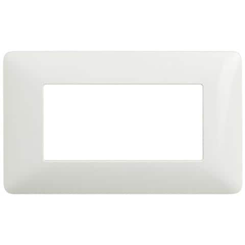 1 Placca Muro 4 Posti Moduli Bianco Lucido Compatibile Tipo Bticino Matix - Foto 1