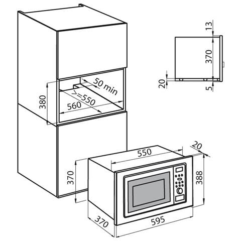 Forno Microonde da Incasso 7151 010 K con Grill Capacità 25 Litri Potenza 900 Watt Colore Acciaio Inox - Foto 3