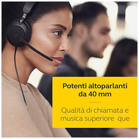 Evolve2 40 Mono Cuffie con Microfono Certificate Microsoft Teams, con Tecnologia di Chiamata a 3 Microfoni, Cavo con Entrata USB-A, Nero - Foto 2