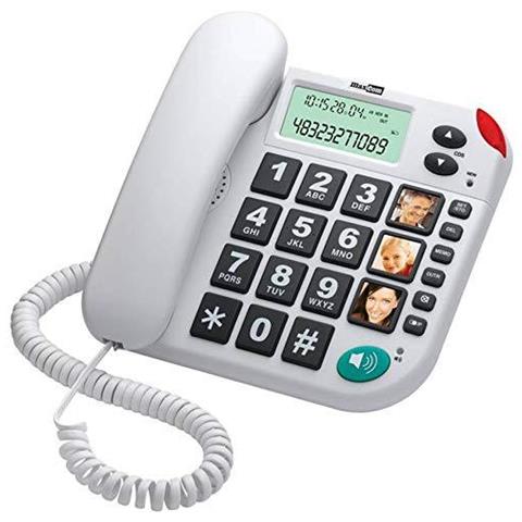 Kxt480bb Uk Pulsante Fisso Linea Big Telefono Con Display Lcd E Pulsanti Archivio Diretta Da Memoria Con Filo - Bianco - Foto 1