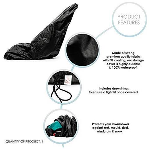 Copertura Universale Lawn Mower 191x110x67cm - 210d Oxford In Heavy-duty Poliestere Impermeabile Antipolvere Anti-uv Resistente Agli Agenti Atmosferici - Coperchio Di Protezione Esterno Con Lacci E Immagazzinaggio Bag. - Foto 4