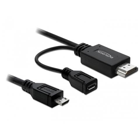 82990 MHL Male HDMI Male + micro USB B Female Nero cavo di interfaccia e adattatore - Foto 1