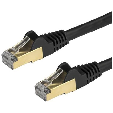 Cavo di Rete Ethernet Cat6a - Cavo Schermato STP da 50cm - Cavo RJ45 Antigroviglio - Nero - Foto 1