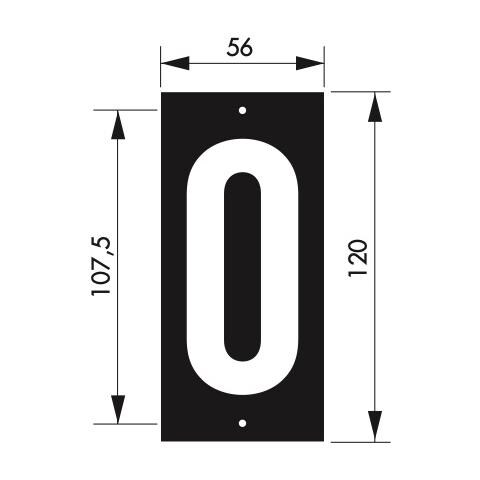 Targa Numero Civico 0 - 56x130mm - In Abs Nero Scritta Bianca A Rilievo, Da Avvitare - Thirard - Foto 2