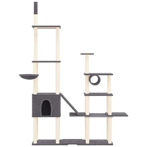Albero Per Gatti Con Tiragraffi In Sisal Grigio Scuro 279 Cm - Foto 2