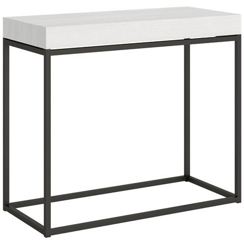 Consolle Allungabile 90x40/196 Cm Nordica Small Premium Telaio Antracite - Bianco Frassino - Foto 5