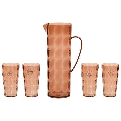 Set Di Brocca Con Bicchieri 869702 Plastica Riciclata Marrone 5 Pezzi - Foto 1