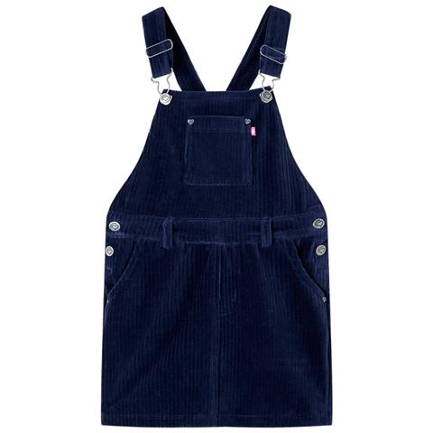 Abito Scamiciato Da Bambina Velluto A Coste Blu Marino 116 - Foto 1