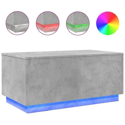 Tavolino Da Soggiorno Con Luci Led Grigio Cemento 90x50x40 Cm - Foto 2