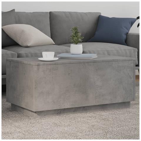 Tavolino Da Soggiorno Con Luci Led Grigio Cemento 90x50x40 Cm - Foto 1