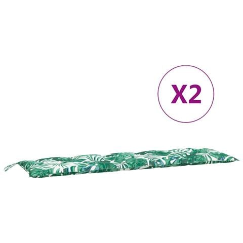 Cuscini Panca Giardino 2 Pz A Foglie 180x50x7cm Tessuto Oxford - Foto 2