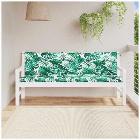 Cuscini Panca Giardino 2 Pz A Foglie 180x50x7cm Tessuto Oxford - Foto 1