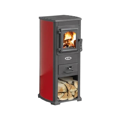 Stufa A Legna Con Struttura In Acciaio E Vano Porta Legna 5,3 Kw Karma - Red - Foto 1