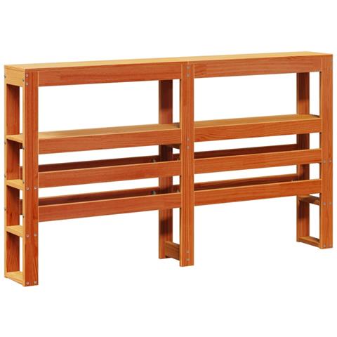 Testiera Con Ripiani Marrone Cera 135 Cm Legno Massello Di Pino - Foto 2