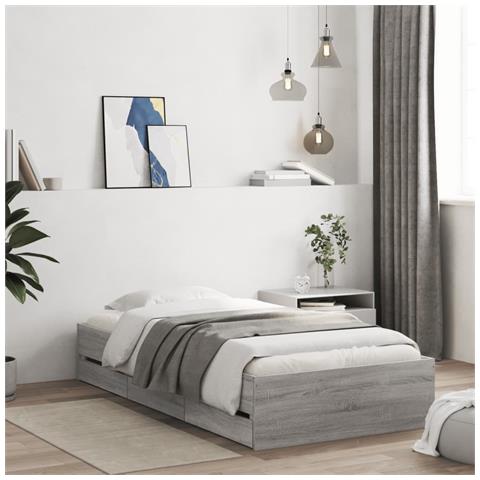 Giroletto Cassetti Grigio Sonoma 90x200 Cm Legno Multistrato - Foto 1