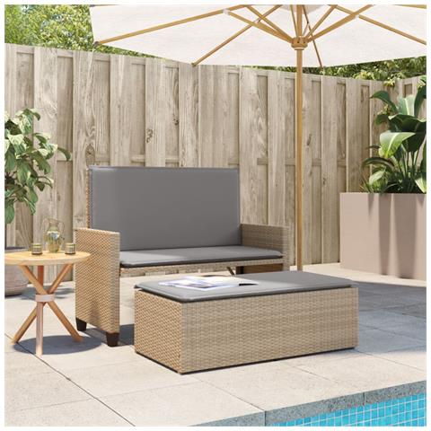 Panca da Giardino con Cuscini e Poggiapiedi Beige in Polyrattan - Foto 10
