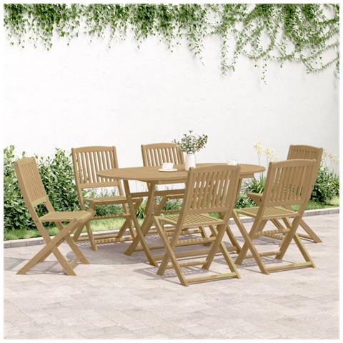 Sedie Giardino Pieghevoli 6 pz 54,5x58x90 cm Massello Acacia - Foto 2