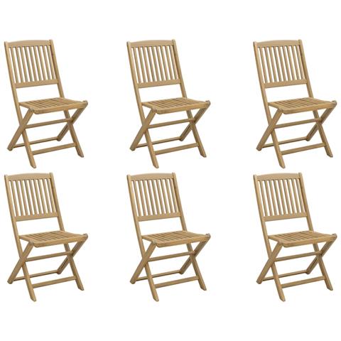 Sedie Giardino Pieghevoli 6 pz 54,5x58x90 cm Massello Acacia - Foto 1