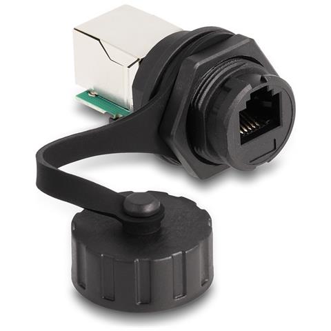 Connettore cavo RJ12 femmina per RJ12 femmina per installazione con cappuccio protettivo IP68 antipolvere e impermeabile nero - Foto 1