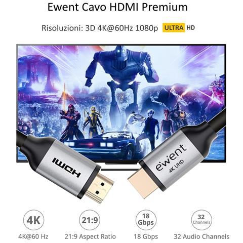 EC1348 cavo HDMI 5 m HDMI tipo A (Standard) Nero - Foto 4