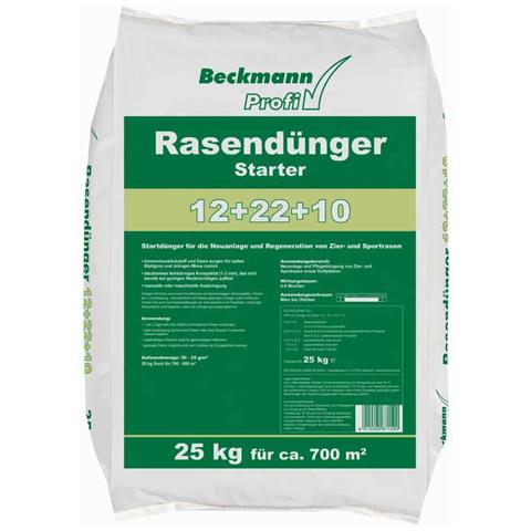 25kg Starter Fertilizzante Per Prato 12+22+10 Beckmann Per Ca. 700m² - Foto 1