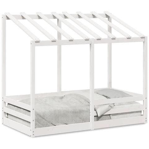 Letto Per Bambini Con Tetto Bianco 70x140cm Legno Massello Pino - Foto 2