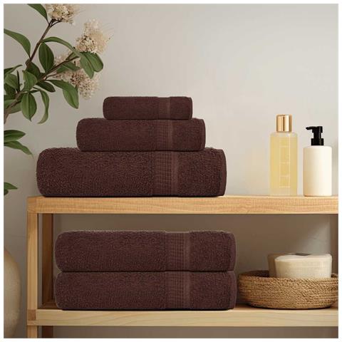 Asciugamani Ospiti 4 Pz Marrone 30x50 Cm 360 G/m 100% Cotone - Foto 3
