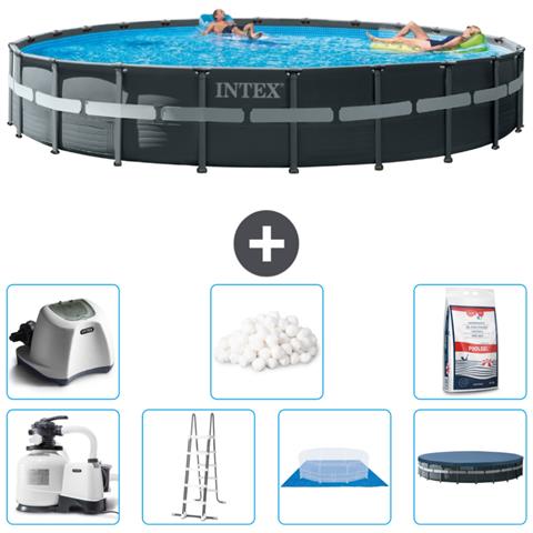 Piscina Fuori Terra - In Giro - 732x732x132 Cm - Grigio - Include Accessori Coordinati Cb58 - Foto 1