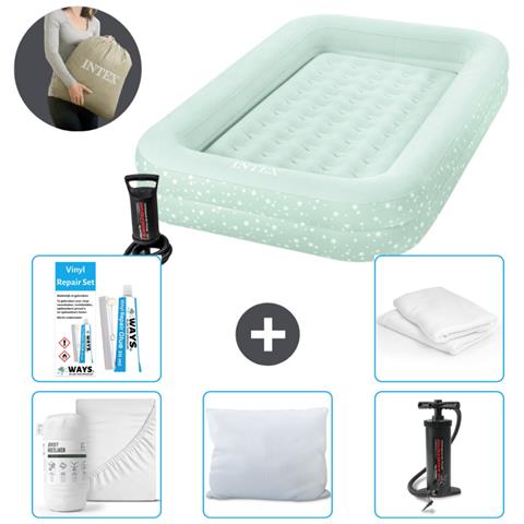 Set Materassino Gonfiabile - 168x107x25 Cm - Beige - Include Accessori Coordinati Cb1 - Foto 1