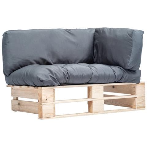 Lusso Casadino -  Divano Da Giardino A Pallet Con Cuscini Grigi In Legno Di Pino - Foto 2
