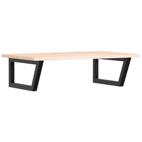 Ripiano A Parete Per Lavabo In Acciaio E Massello Di Rovere - Foto 1